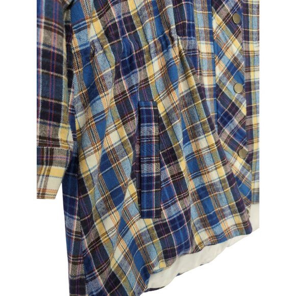 Fervour Jacket Womens 1X Blue Plaid Flannel Hood Elbow Patch Outdoor Cabincore - Picture 6 of 14